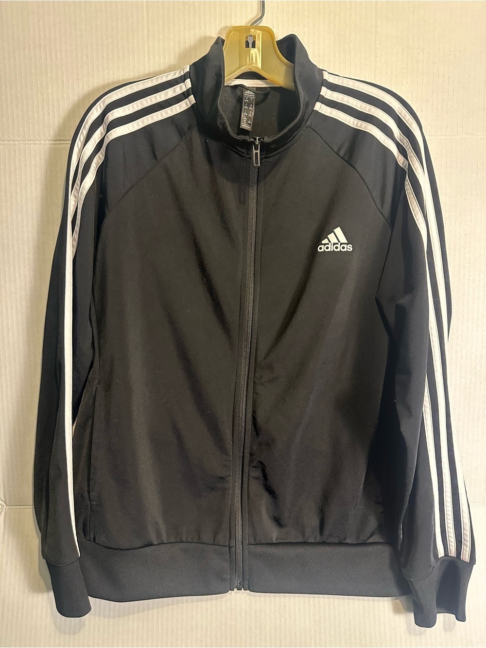 adidas Black Track Jacket with White Three Stripes